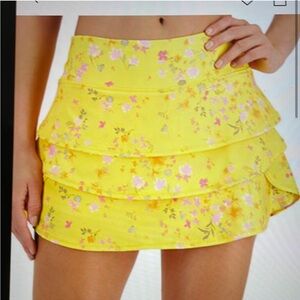 Ideology Bright Yellow Floral Skort